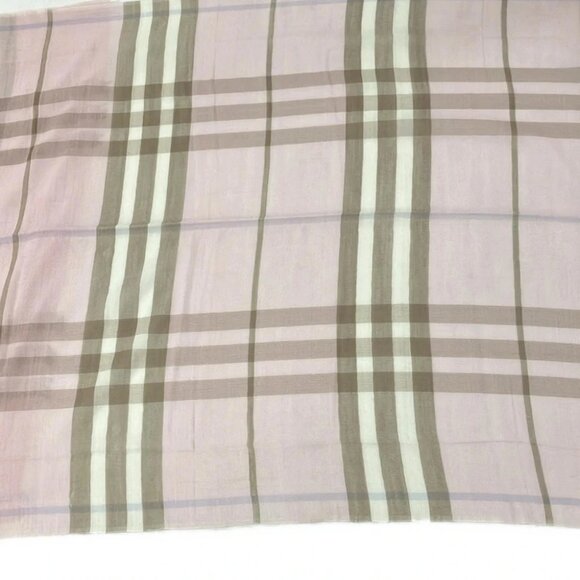 Burberry - Light Pink Brown Multi Wool Silk Scarf - Picture 2 of 3